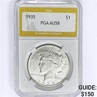 1935 Silver Peace Dollar PGA AU58
