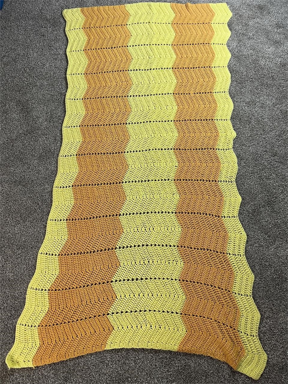 Handmade Yellow/Orange Crotchet Blanket