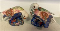 Pair of Chinese Porcelain Dove Bird Figurines