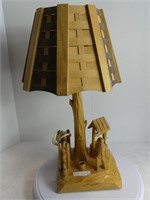 CAROL? HAND CARVED WOODED TABLE LAMP