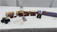 Toys, sealed Kellogg semi, fire trucks and more