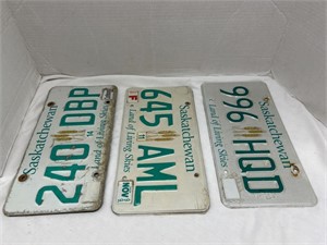 5 Saskatchewan license plates