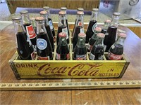Vintage Coca-Cola Wooden Crate & 18 Coca-Cola