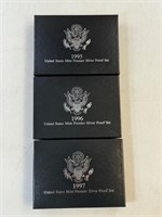 1995, 1996, 1997 US Mint Premier Silver Proof Sets