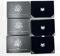 1992, 1993, 1994 US Mint Premier Silver Proof Sets