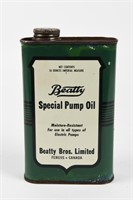 BEATTY SPECIAL PUMP OIL 16 IMP. OZ. CAN