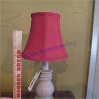 SMALL ELECT LAMP- RED SHADE-14.5"T