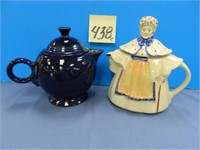 Cobalt Blue Fiestaware Tea Pot & Old Lady Tea Pot