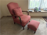 Vintage Open Armed Parlor Chair With Foot Rest