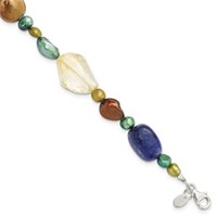 Sterling Silver- Multi Natural Gemstone Bracelet