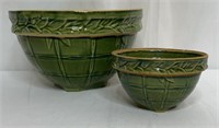 2 Antique McCoy Pottery Checkerboard Mixing Bowls