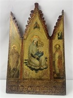 Italian Florentine Madonna wooden plaque