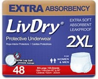 LivDry Adult XXL Incontinence Underwear, Extra Com