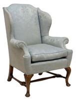 QUEEN ANNE STYLE UPHOLSTERED WINGBACK ARMCHAIR