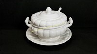 Large Soup Tureen With Lid Laddle And Plate
