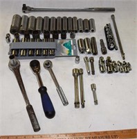 LOT - ASSORTED SOCKETS AND RATCHETS, ETC.