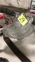 Glass cake dish and bowl