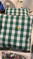 Green and white plaid pillows