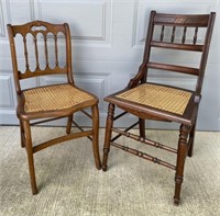 Two Single Side Chairs w/Caned Seats