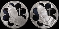 (2) 1 OZ .999 SILVER PRAYING HANDS ROUNDS