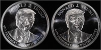 (2) 1 OZ .999 SILVER DONALD TRUMP ROUNDS