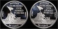 (2) 1 OZ .999 SILVER ARMED FORCES ROUNDS