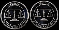 (2) 1 OZ .999 SILVER POLICE ROUNDS