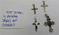 925 Silver 4 Various Style Crosses