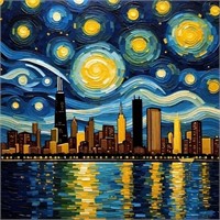 Starry Night Over Chicago 2 Hand Signed by Charis