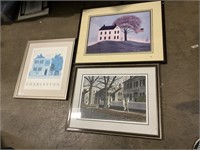 Large Country Folk Art  Scene Framed Art, 1