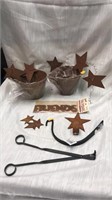 Rusty & wrought iron misc items.  Farmhouse.