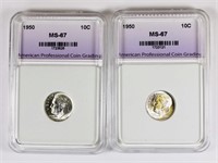 (2) 1950 SILVER ROOSEVELT DIMES