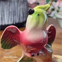 Vintage Porcelain Parrot On Branch Figurine