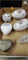 Flat of trinket boxes. All shapes and sizes