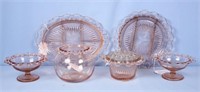 (6) Pieces of Lace Edge Pink Depression Glass