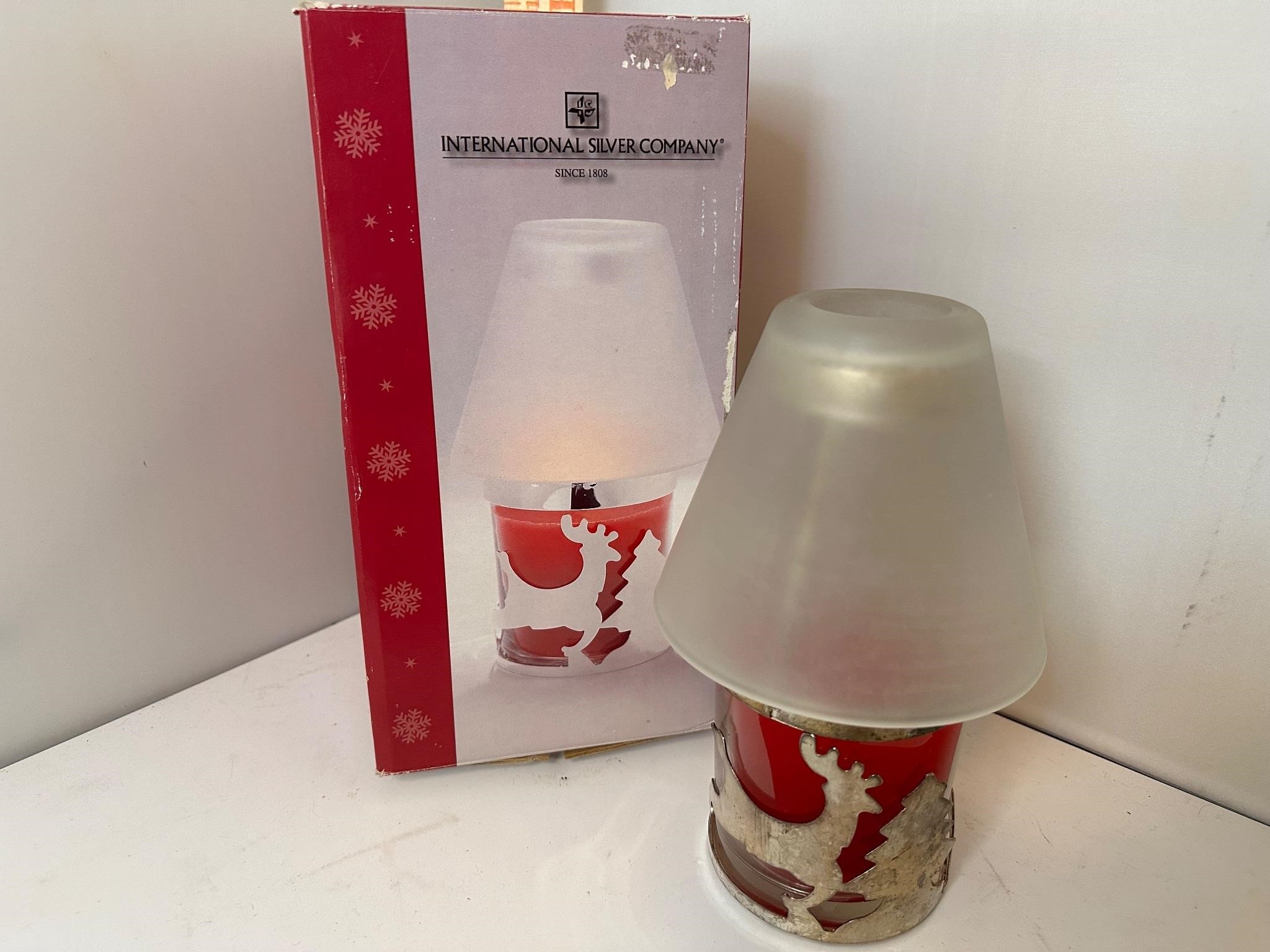 International Silver Co reindeer candle lamp