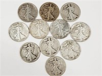 11 Walking Liberty Half-Dollars: 1917, 1918, 1946