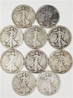 (10) 1936 Walking Liberty Half-Dollars