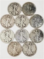 (10) 1936 Walking Liberty Half-Dollars