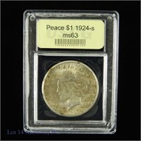 1924-S Silver Peace Dollar (USCG ms63)