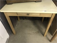 Enamel Top Table with Drawer