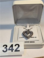 Sterling Silver Heart Necklace with diamonds
