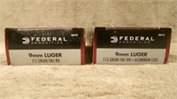 2 boxes-9mm Luger Centerfire Pistol Cartridges