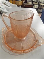 PINK DEPRESSION SERVING TRAY & PITCHER