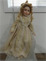 RED-HAIRED DOLL W/ CLASSY DRESS & STAND