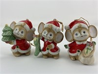 3 Homco mouse hanging ornaments