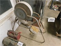 Metal frame belt driven grinding wheel, no motor