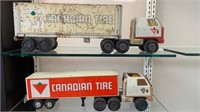 Pair of Older Tonka Canadian Tire Transport Trucks