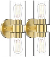 Pair (2) of Brushed Gold Modern Wall Sconces