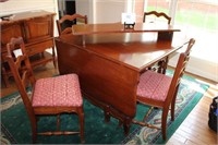 FOLDING DINING TABLE WITH EXTRA LEAF AND 6 CHAIRS